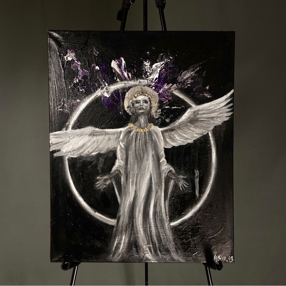 Original Acrylic Spiritual painting “Divine Angel” With Wings - Picture 1 of 7